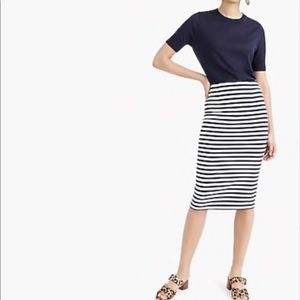 J. Crew Knit Pencil Skirt in Navy/White Stripe size 4 NWT